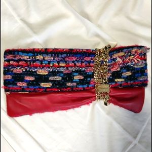 Price Drop//Leather tweed clutch 💙❤️